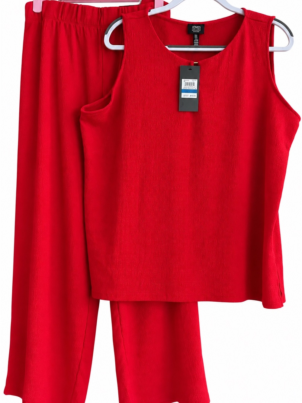 NWT Jones New York XL Red 2 Piece Wide Crop Pants and Tank Set